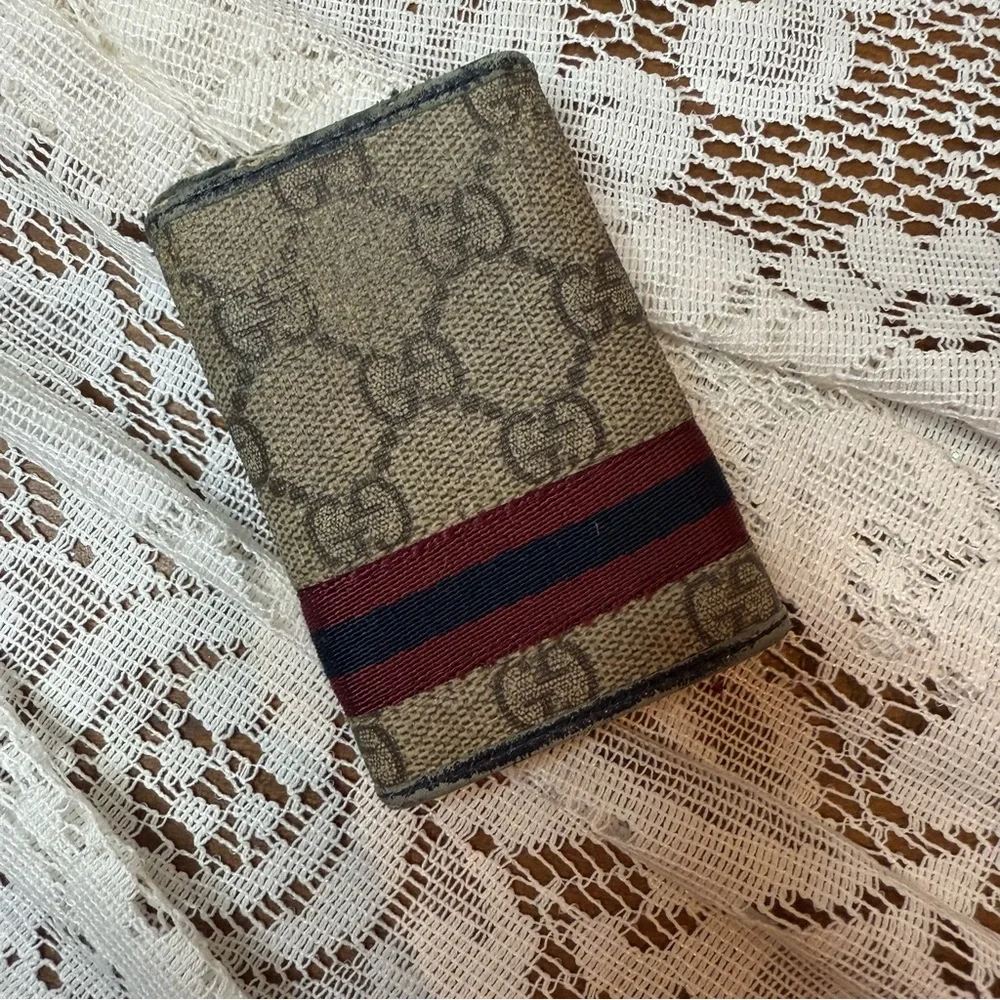 Gucci Navy Blue Sherry Line Key Holder - Picture 3 of 9